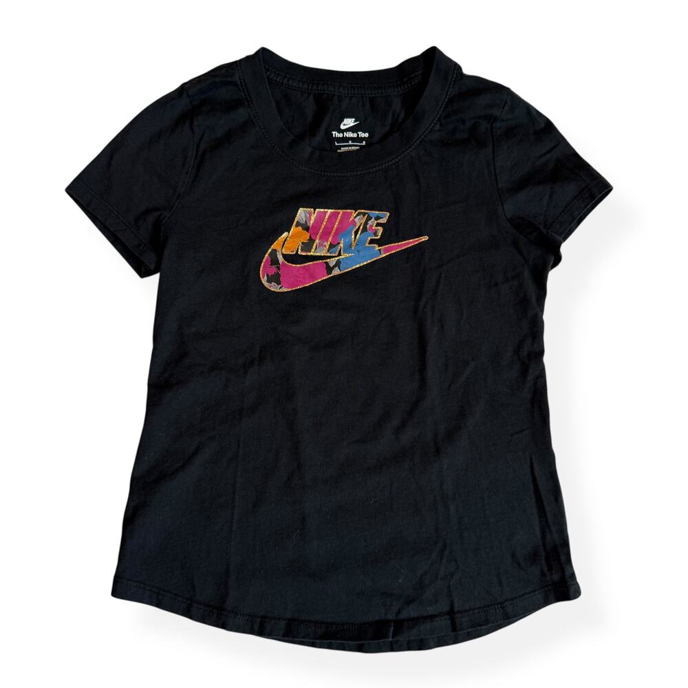 Nike GIrls Black Graphic T-Shirt Large